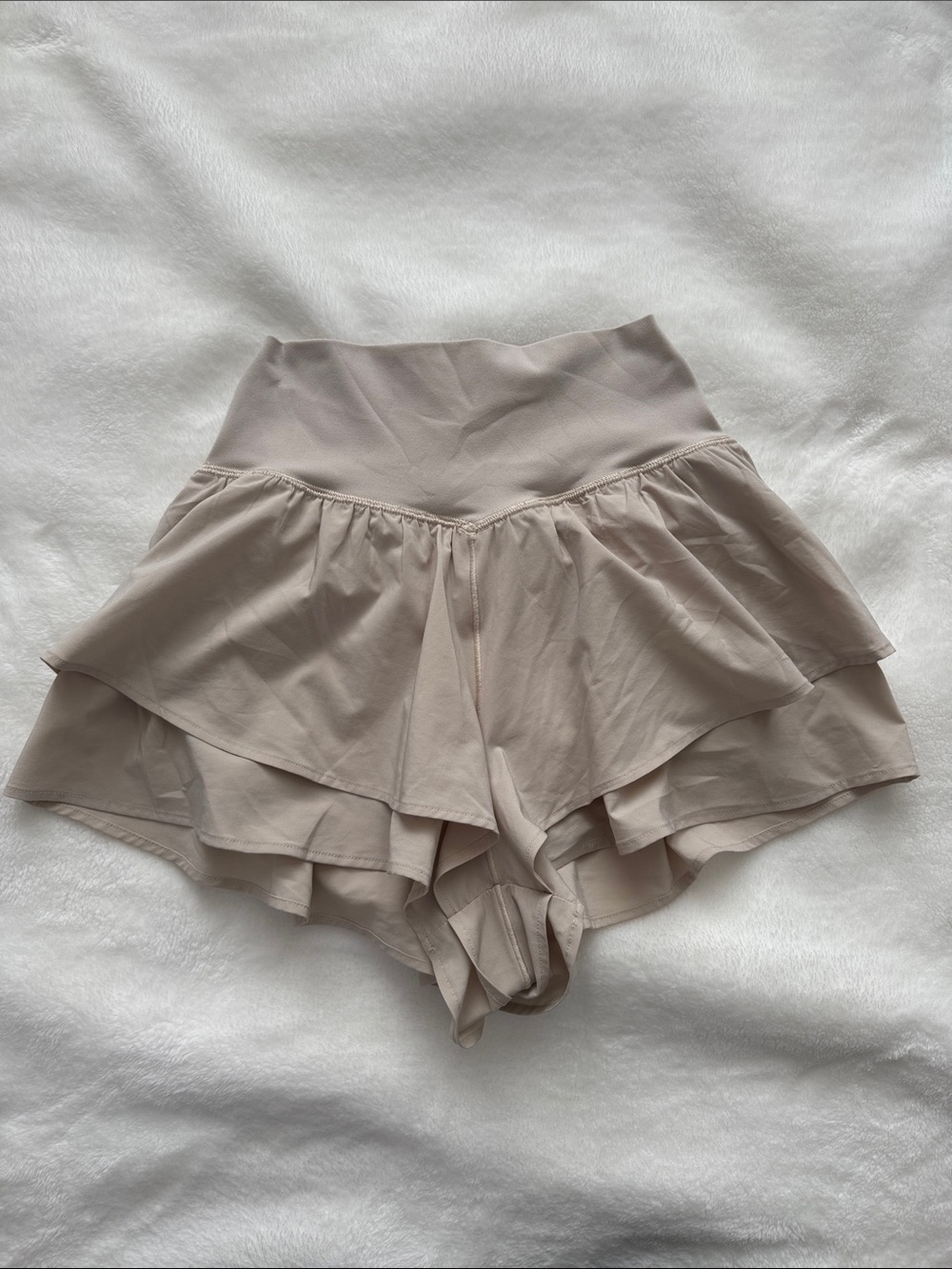 Tiered Ruffle High-Waist Women’s Skort in Light Taupe